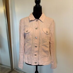 J. Jill Linen Blend Jacket Womens Sz S/M Light Mauve Pink Spring Breathable Gran